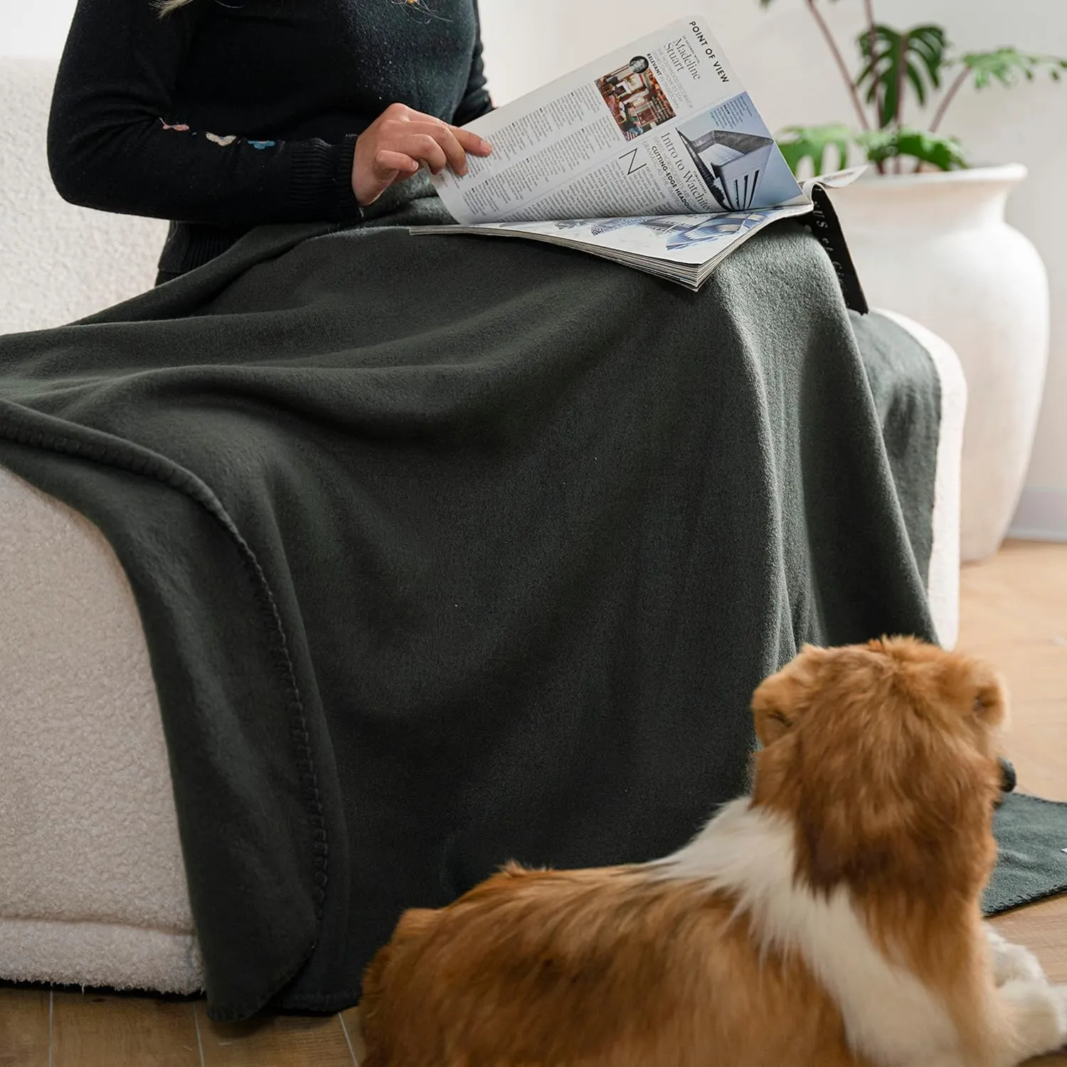 Fleece Throw Blanket Set Bulk for Travel Kids Outdoor Wedding Pet (Black Grey, Pack of 6 50x60 Inches)