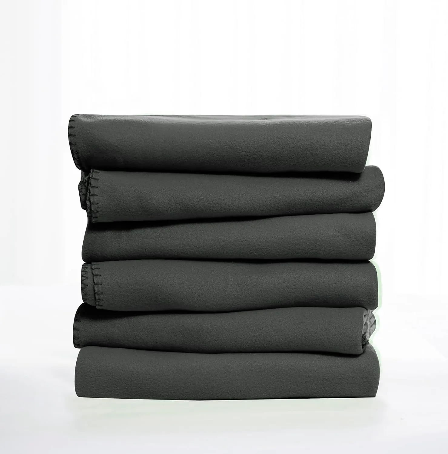 Fleece Throw Blanket Set Bulk for Travel Kids Outdoor Wedding Pet (Black Grey, Pack of 6 50x60 Inches)