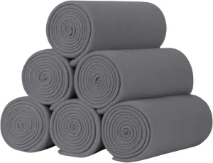 Fleece Throw Blankets Lightweight Warm Soft Cozy Pet-Friendly Bulk Fleece Throw Blanket Kids Solid for Home Bed, Sofa,Office, Gifts (Pack of 6-50 x 60 inch,Grey)