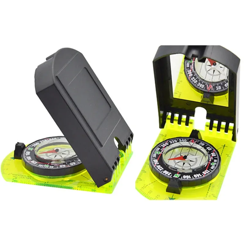 Flip Multifunctional Mirror Compass with Scale Map Ruler - Perfect for Outdoor Hiking and Camping