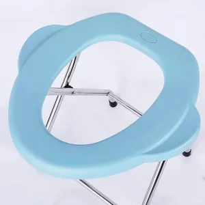 Fold Commode/Shower Chair Seat Camping Toilet Seat Stainless Steel Elderly Toilet Chair with Non Slip Rubber Tips for Camping Hiking Trips Toilet Alternative Chair