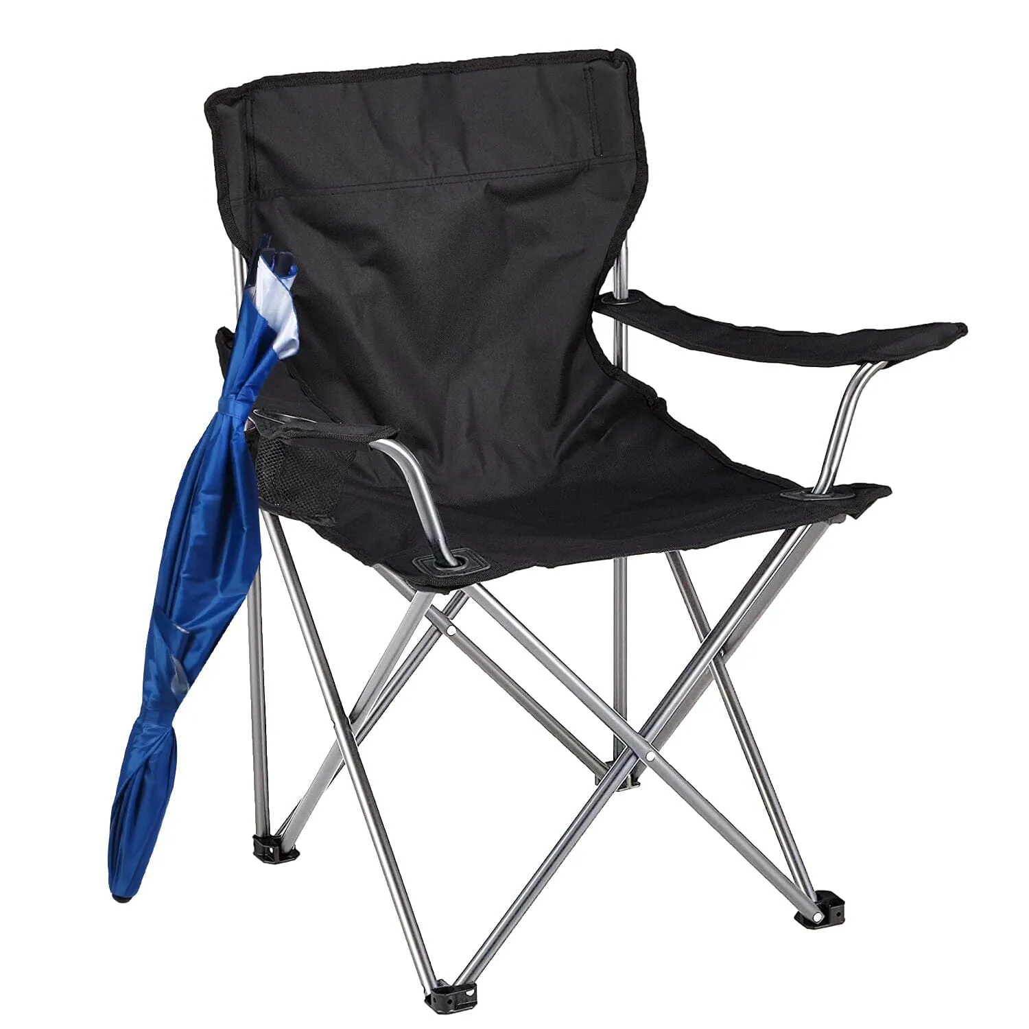 Foldable Beach Chair with Detachable Armrest Adjustable Canopy Stool with Cup Holder