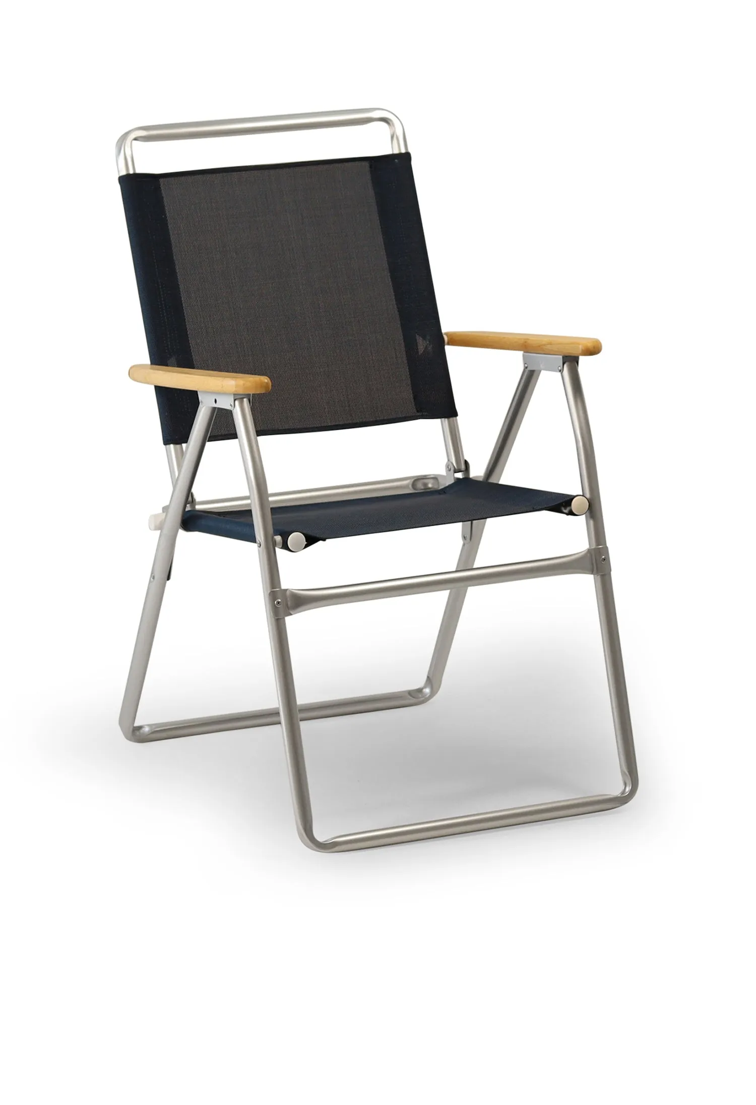 Folding Aluminum Outdoor Chair with Teak Armrests Set of 2-PA160
