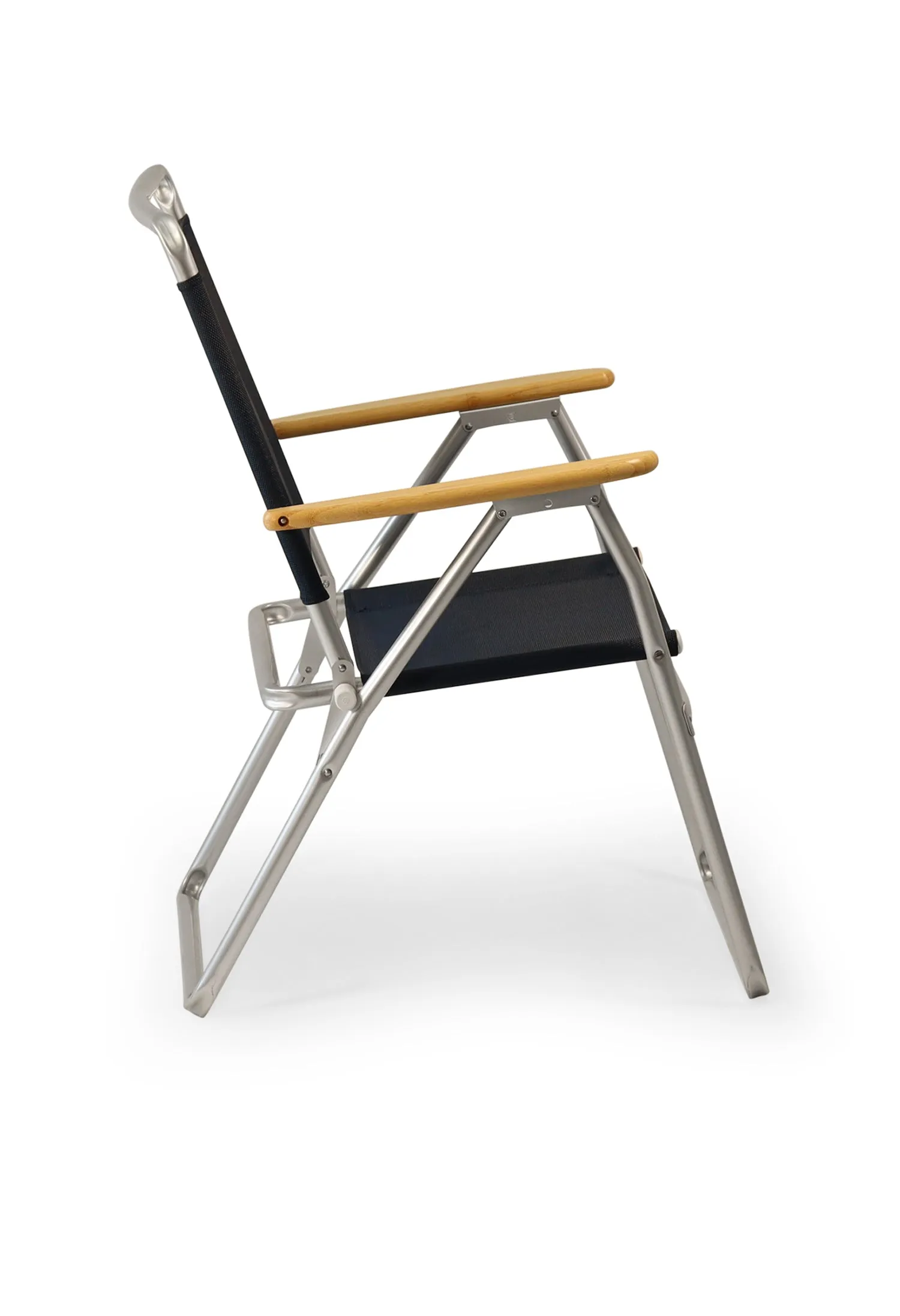 Folding Aluminum Outdoor Chair with Teak Armrests Set of 2-PA160