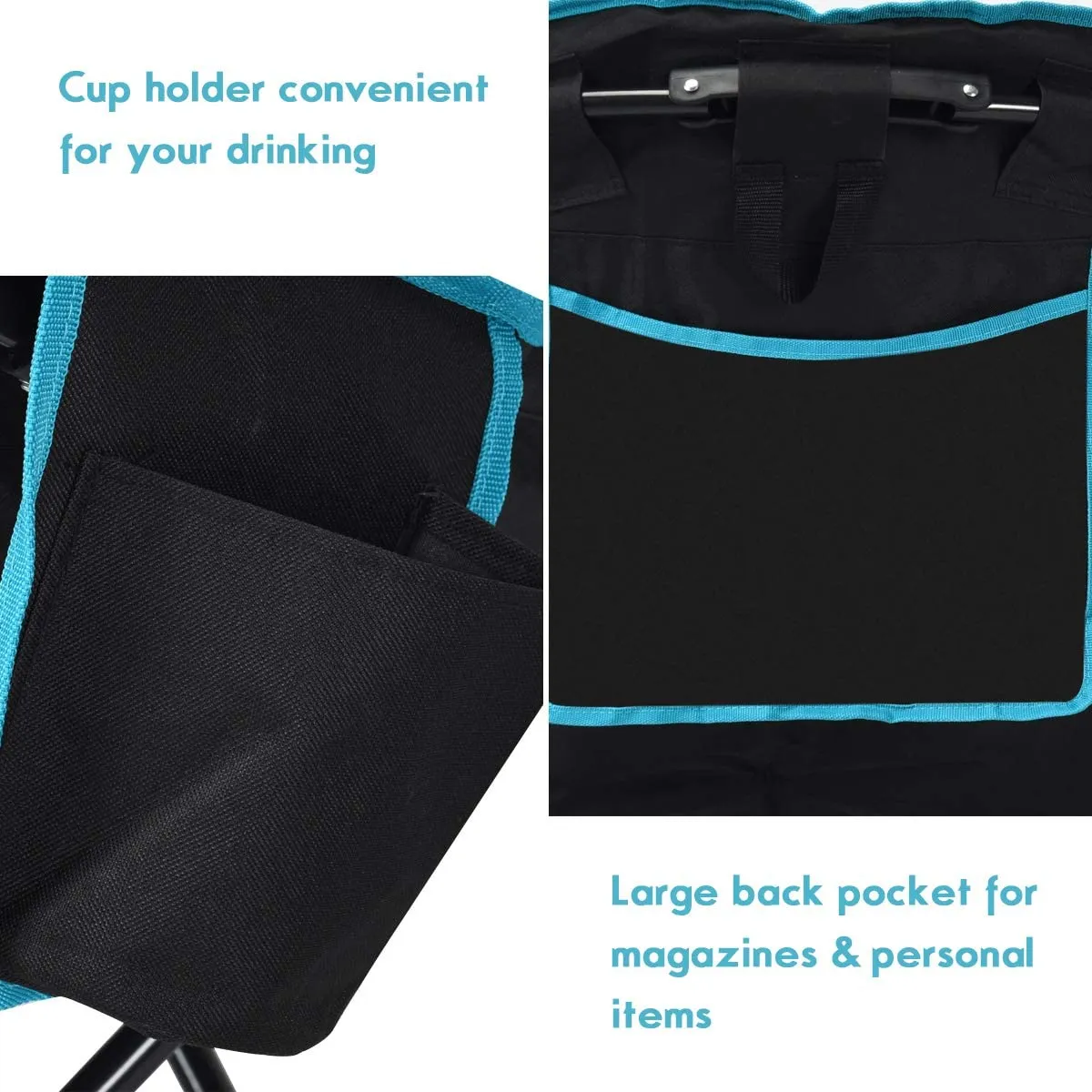 Folding Blue Steel Moon Camping Chair with Carrying Bag