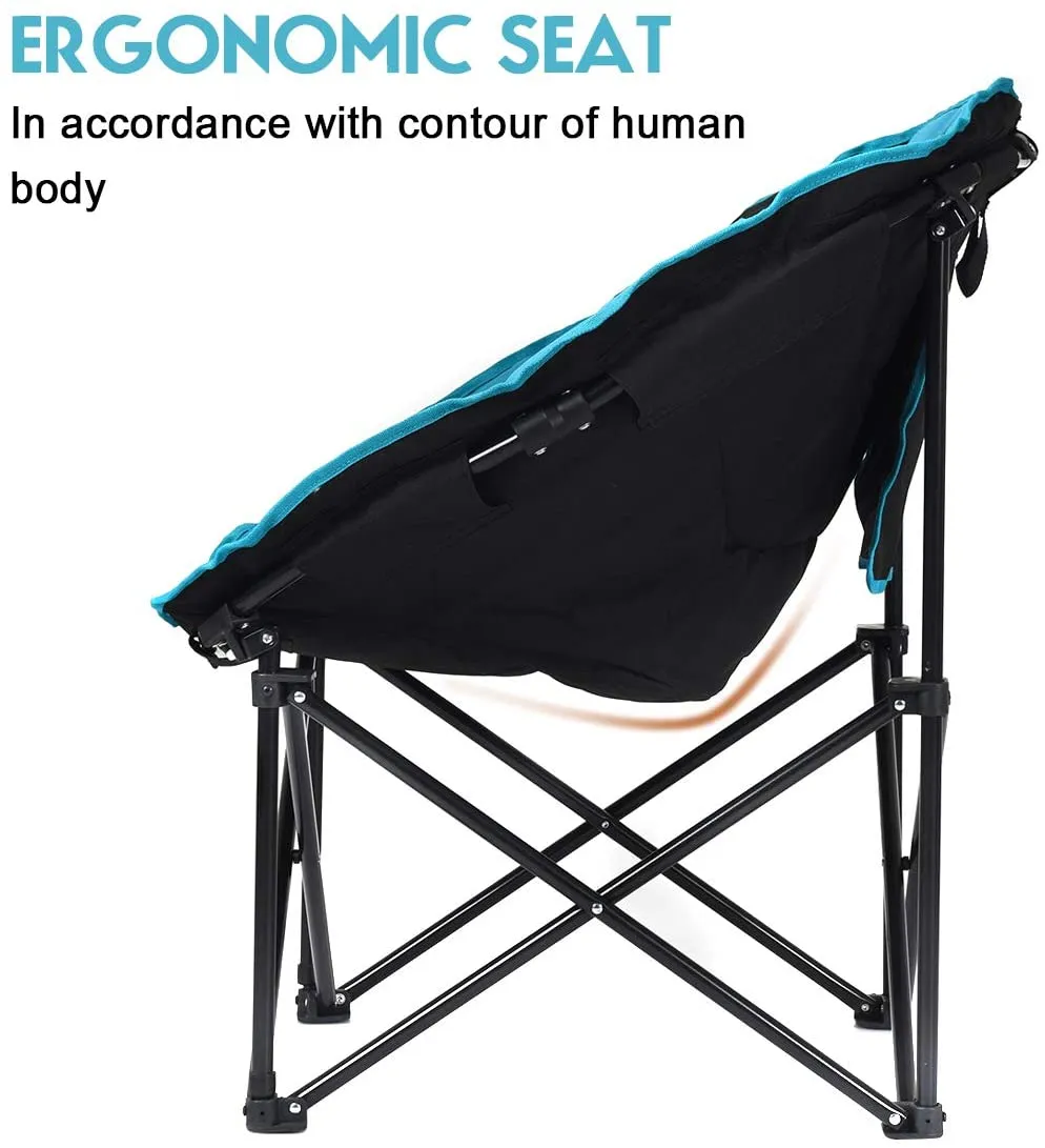 Folding Blue Steel Moon Camping Chair with Carrying Bag