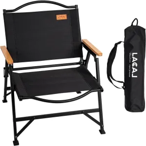 Folding Camping Chair for Adults Outside, Heavy Duty Aluminum Alloy Frame with Armrest, Comfortable Ripstop Oxford Cloth, Easy for Camping, Hiking, Picnic, Party(Black M Size)