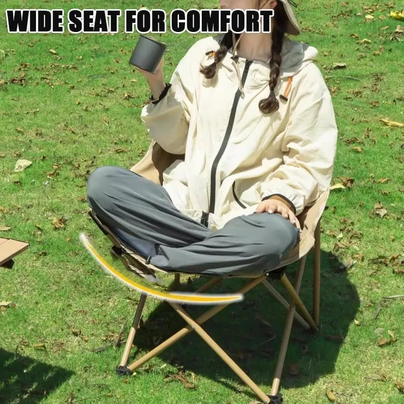 Folding Camping Chair, Portable Leisure Chair, Comfortable Collapsible Lawn Chair, Lightweight Oxford Cloth Beach Chair with Handbag(Beige)