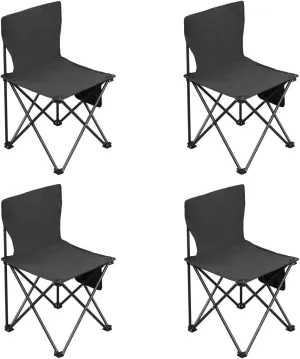 Folding Camping Chairs 4 Pack,4 Pack Folding Camping Chairs with Carrying Bag, Lawn Chairs Camp Chair Beach Chair Portable Folding Camping Chairs Lightweight Foldable Sports Chair, Black