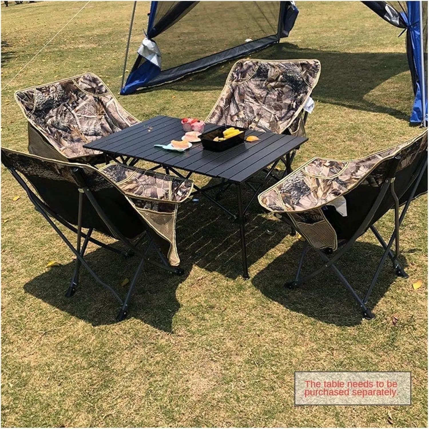 Folding Chair Outdoor Single Casual and Portable Folding Chair Picnic Barbecue Couch Beach Fishing Moon Chair Butterfly Chair, Green Solid Cloth