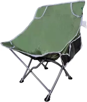 Folding Chair Outdoor Single Casual and Portable Folding Chair Picnic Barbecue Couch Beach Fishing Moon Chair Butterfly Chair, Green Solid Cloth