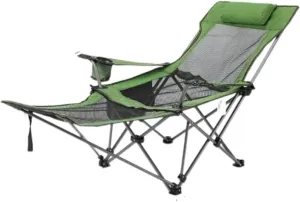 Folding Chairs Folding Recliner Chair Camping Folding Chair Beach Sun Patio Chaise Lounge Chair Pool Lawn Lounger Portable Camping Chair(Color:Green)