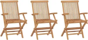 Folding Patio Chairs 3 Pcs Solid Teak Wood Outdoor Furniture Set, Weather-Resistant Foldable Garden Chairs for Poolside, Camping, Beach, and Backyard Lounge