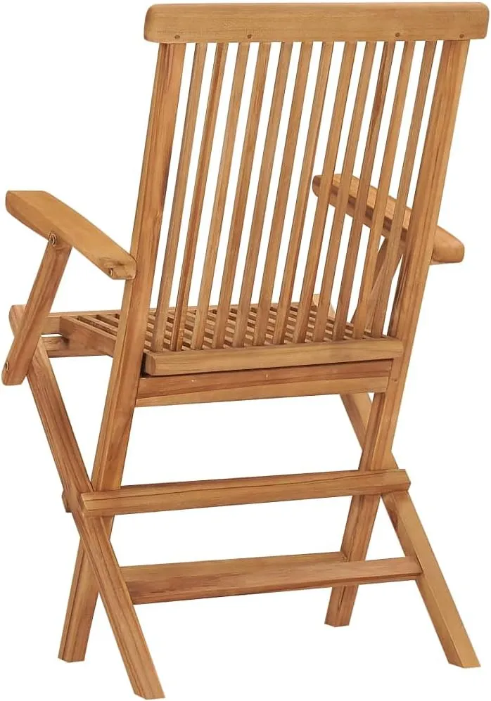 Folding Patio Chairs 3 Pcs Solid Teak Wood Outdoor Furniture Set, Weather-Resistant Foldable Garden Chairs for Poolside, Camping, Beach, and Backyard Lounge