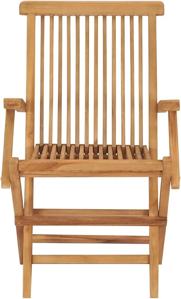 Folding Patio Chairs 3 Pcs Solid Teak Wood Outdoor Furniture Set, Weather-Resistant Foldable Garden Chairs for Poolside, Camping, Beach, and Backyard Lounge