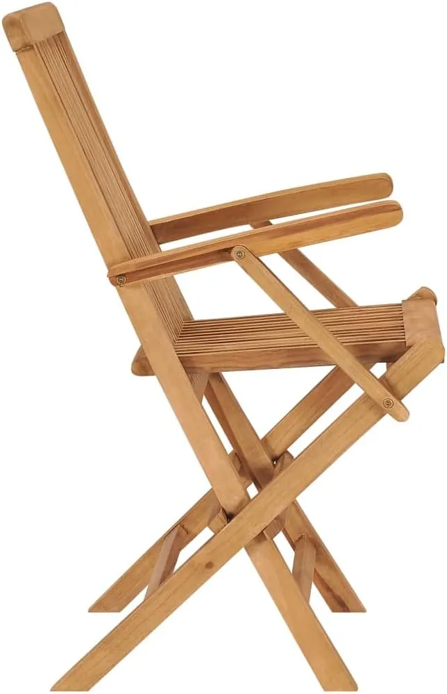 Folding Patio Chairs 3 Pcs Solid Teak Wood Outdoor Furniture Set, Weather-Resistant Foldable Garden Chairs for Poolside, Camping, Beach, and Backyard Lounge