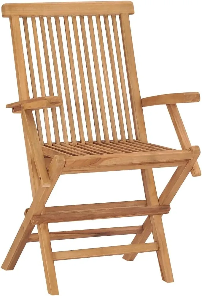 Folding Patio Chairs 3 Pcs Solid Teak Wood Outdoor Furniture Set, Weather-Resistant Foldable Garden Chairs for Poolside, Camping, Beach, and Backyard Lounge