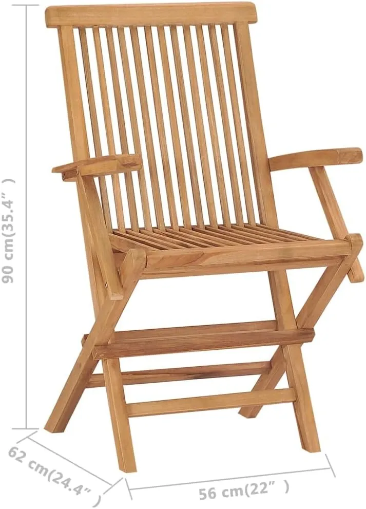 Folding Patio Chairs 3 Pcs Solid Teak Wood Outdoor Furniture Set, Weather-Resistant Foldable Garden Chairs for Poolside, Camping, Beach, and Backyard Lounge