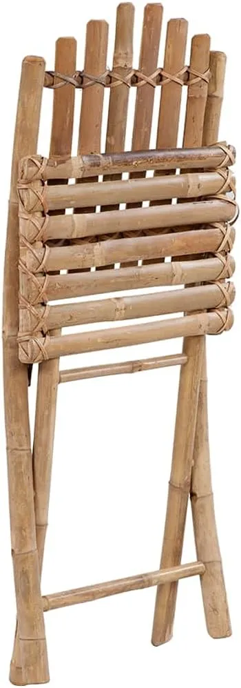Folding Patio Chairs with Cushions Set of 2 - Bamboo Outdoor Dining Chairs for Garden, Patio, Lawn - Taupe Fabric Seat Cushions, Foldable Design for Easy Storage