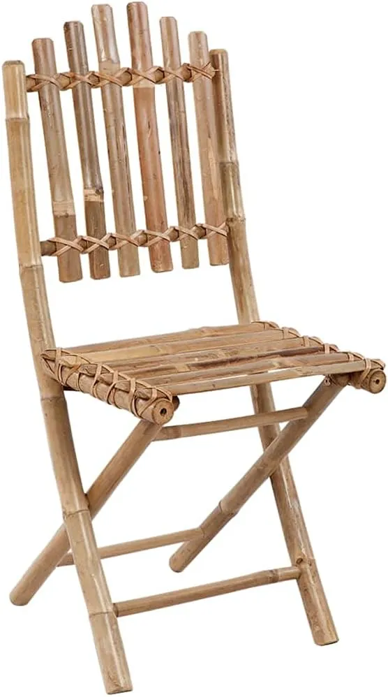Folding Patio Chairs with Cushions Set of 2 - Bamboo Outdoor Dining Chairs for Garden, Patio, Lawn - Taupe Fabric Seat Cushions, Foldable Design for Easy Storage