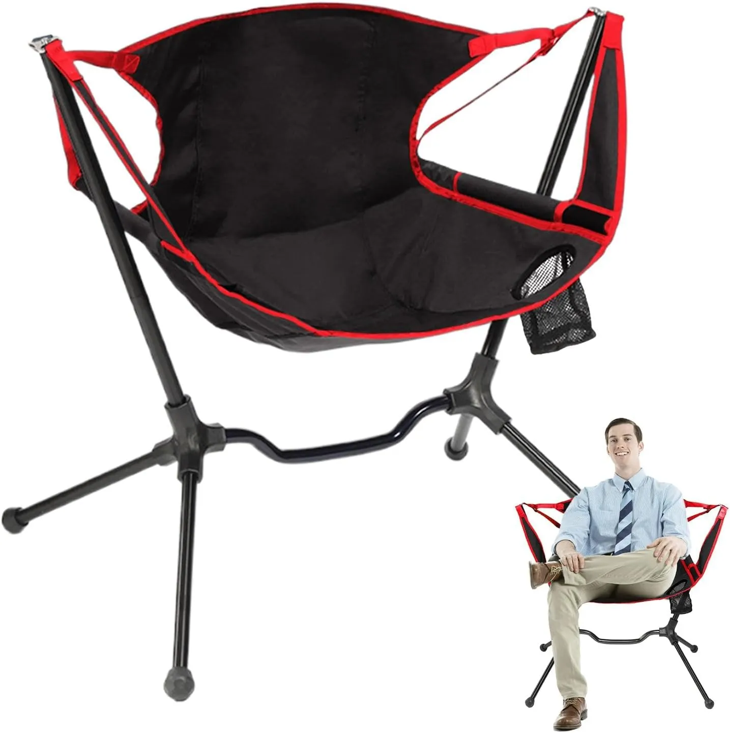 Folding Rocking Chair, Camping Rocking Chairs for Adults, Oxford Hammock Chairs with Carry Bag, Heavy Duty Portable Camping Chair for Patio, Picnic