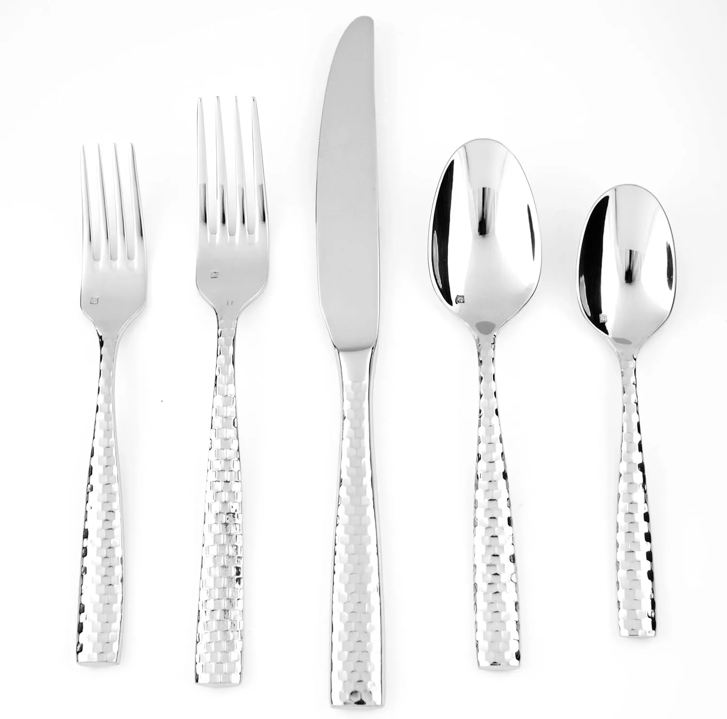 Fortessa Lucca Faceted 18/10 Stainless Steel Flatware Table Spoon, Set of 12