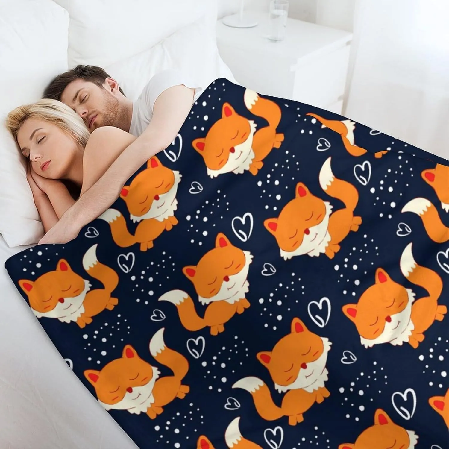 Fox Throw Blanket - Soft Flannel Blankets for Girls Boys Kids Fox Lovers - Warm Throw Blankets for All Season Lap, Chair, Sofa - 50"x40"
