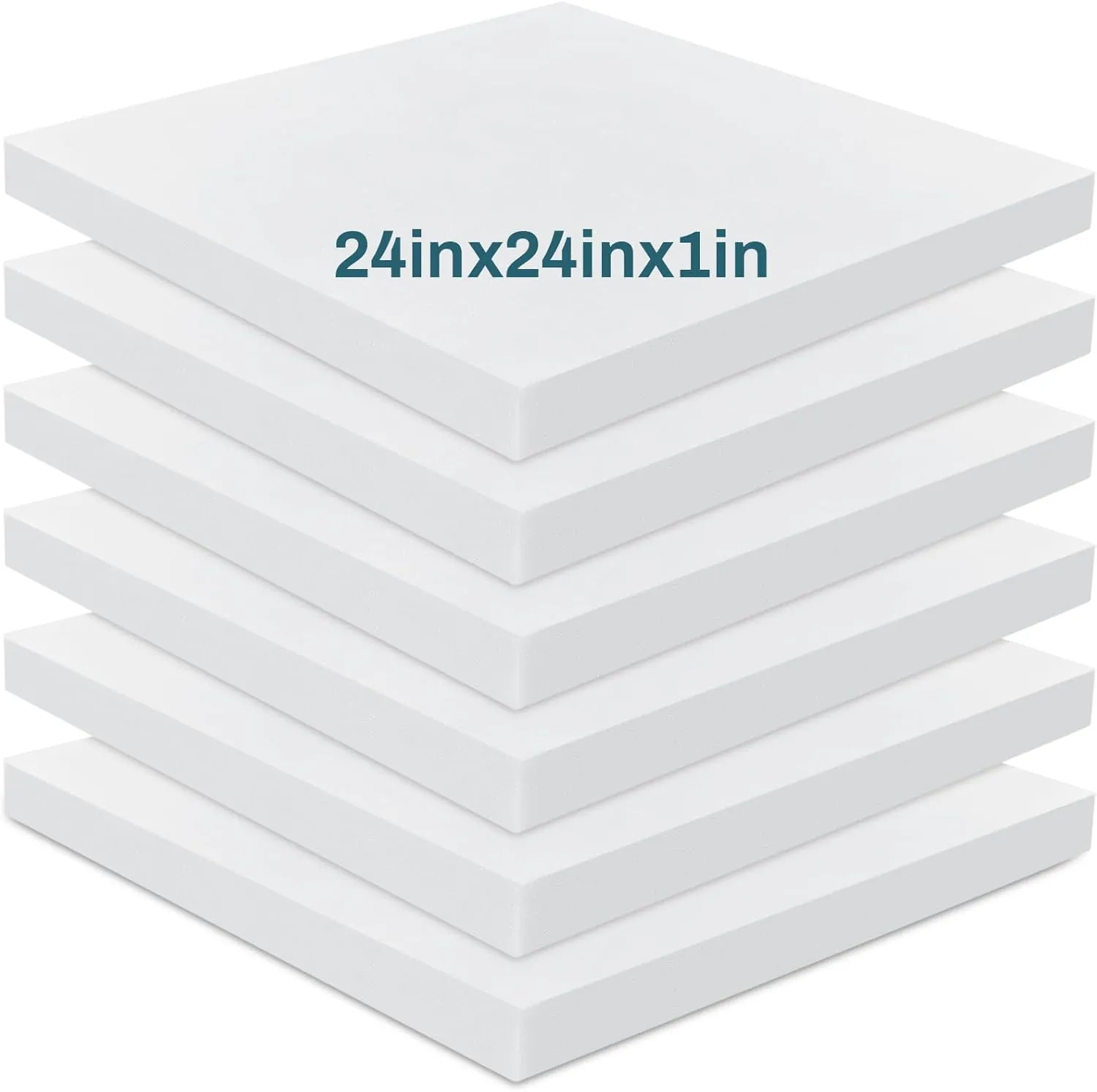 Frienda 6 Pack 1" x 24" x 24" Upholstery High Density Foam Cushion White Square Seat Replacement Cushion or Commercial Use Stuffing Craft Foam Couch Chair Padding DIY Projects