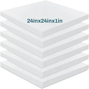 Frienda 6 Pack 1" x 24" x 24" Upholstery High Density Foam Cushion White Square Seat Replacement Cushion or Commercial Use Stuffing Craft Foam Couch Chair Padding DIY Projects