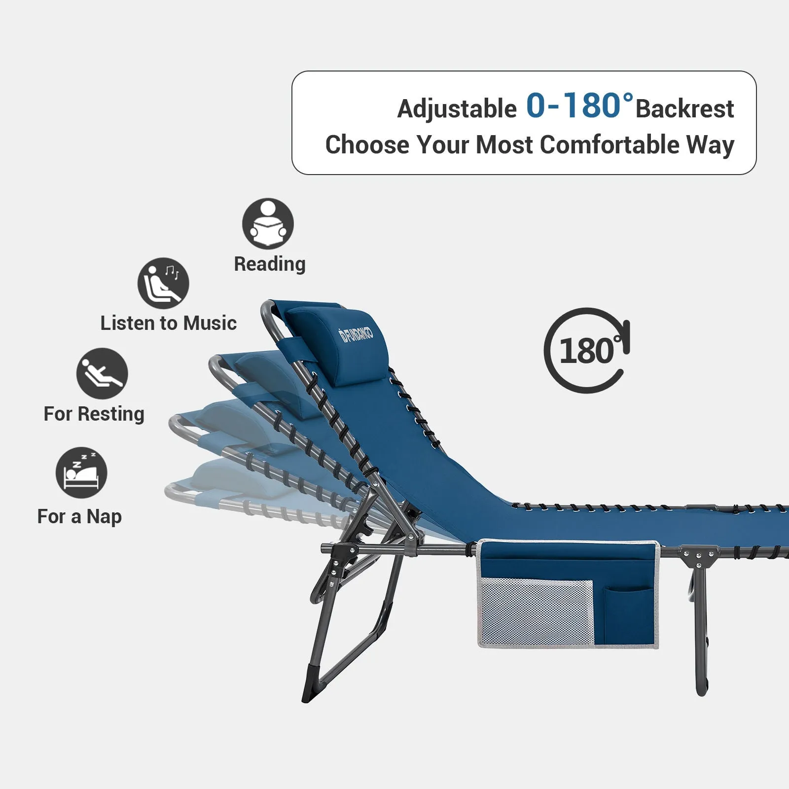 FUNDANGO 3-Folding Steel Cot Lounge Chair