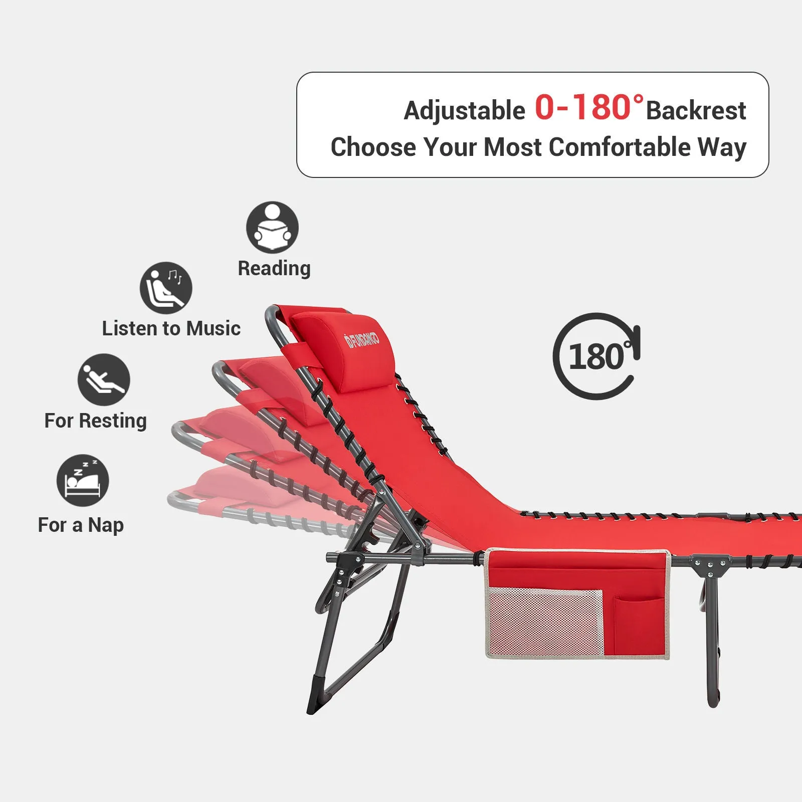 FUNDANGO 3-Folding Steel Cot Lounge Chair