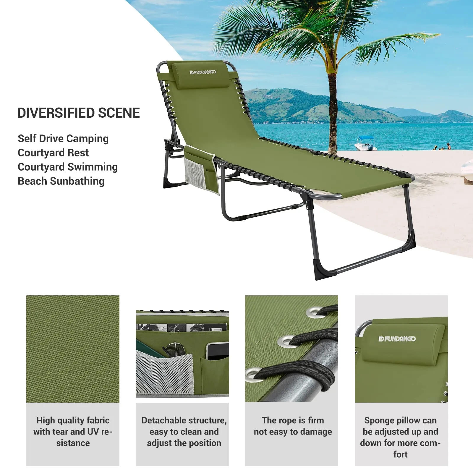 FUNDANGO 3-Folding Steel Cot Lounge Chair