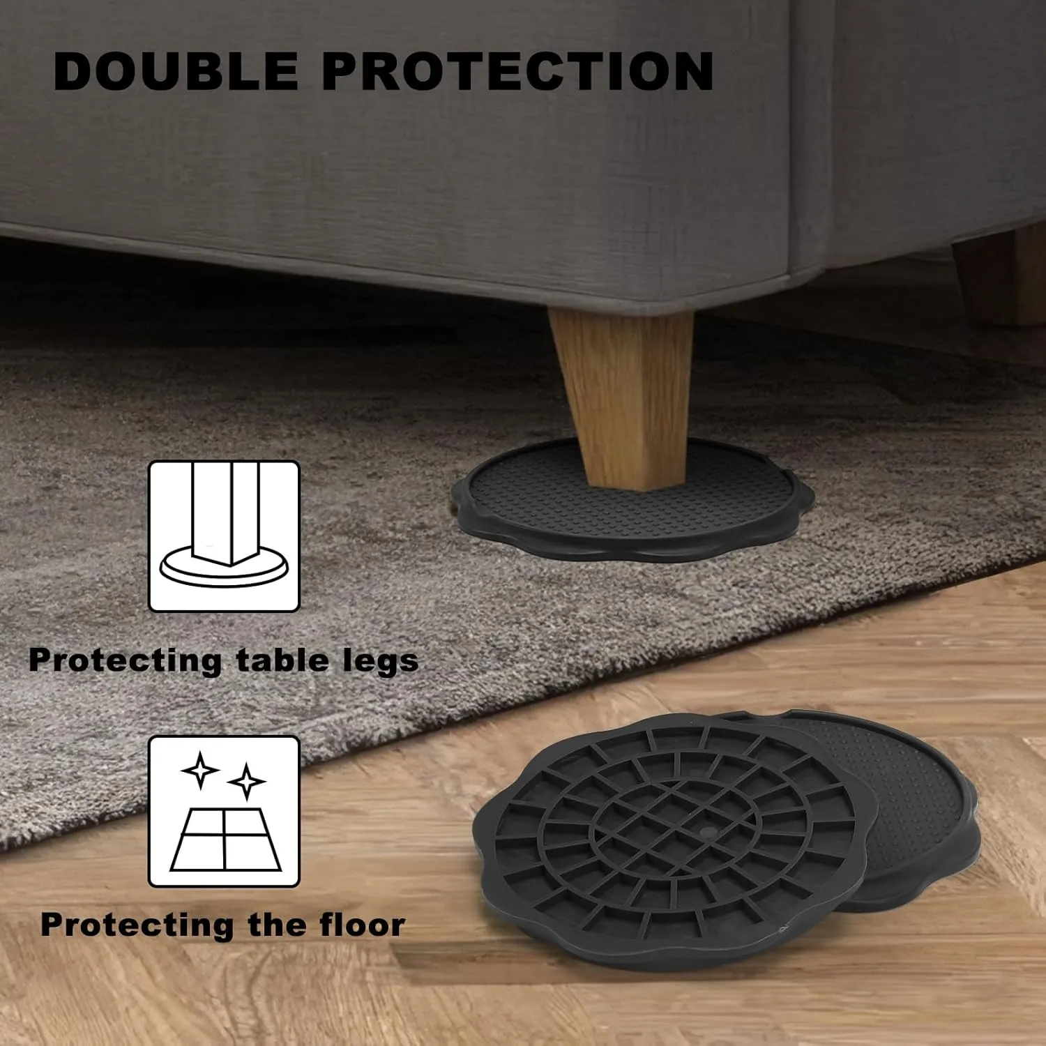 Furniture Pads for Camping Chairs Anti-Sinking Outdoor Furniture Cups Chair Leg Protectors for Sand, Lawn or Soft Ground (12, Black, 5.35 in)