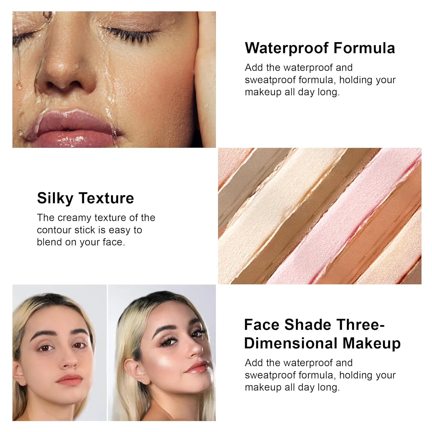 FV Dual-Ended Contour & Highlighter Stick - 2 Pack, Waterproof, Long-Lasting, Creamy & Blendable Formula, Natural Finish Sculpting Stick for Face & Body, Shades: 02 Light/Medium & 03 Medium