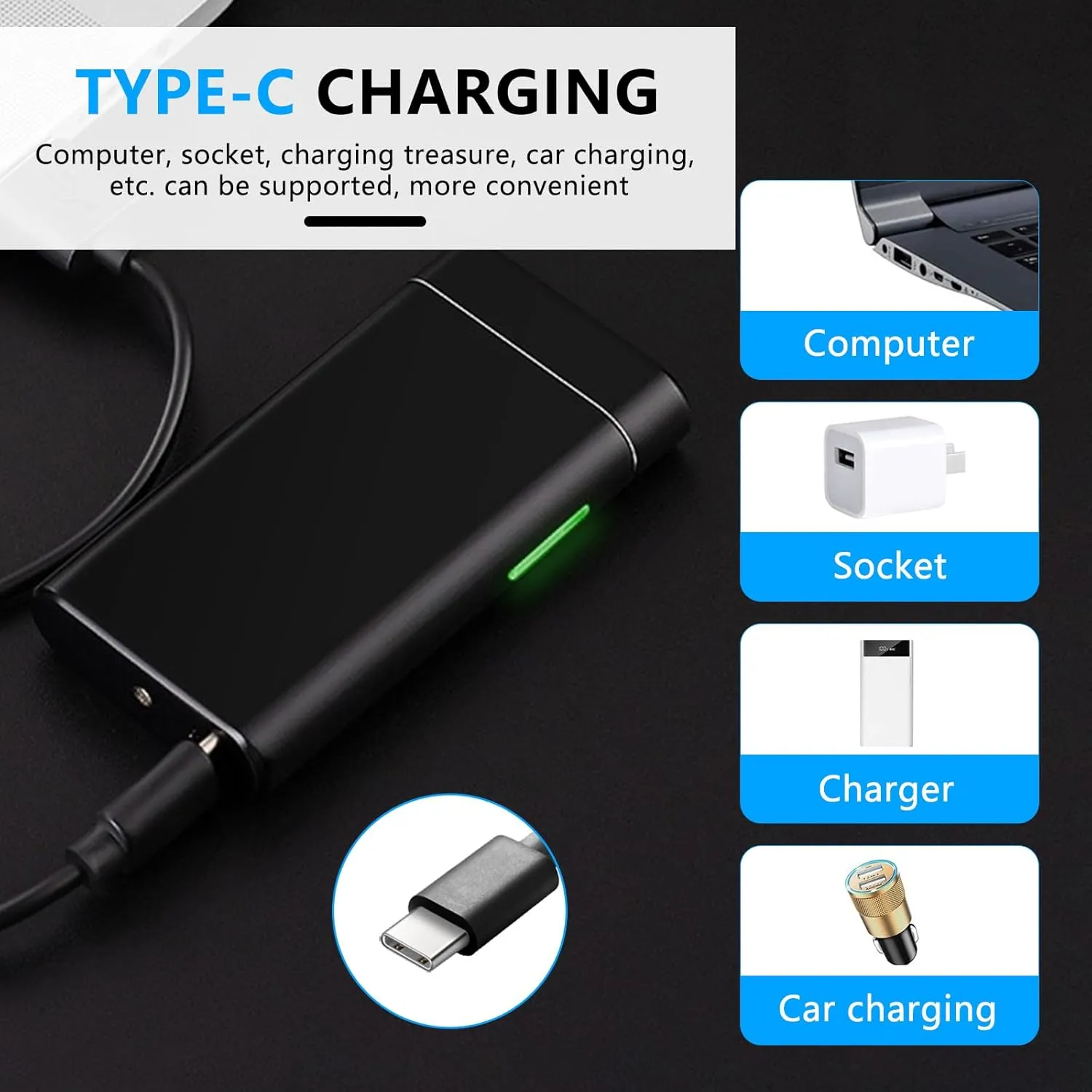 GADATOP Arc Plasma Flame Lighter Windproof Lighter Outdoor, Electric Lighter Colorful Gradient Lighter Rechargeable USB-C Lighter with Rhythmic Flashing Battery Indicator (Black)