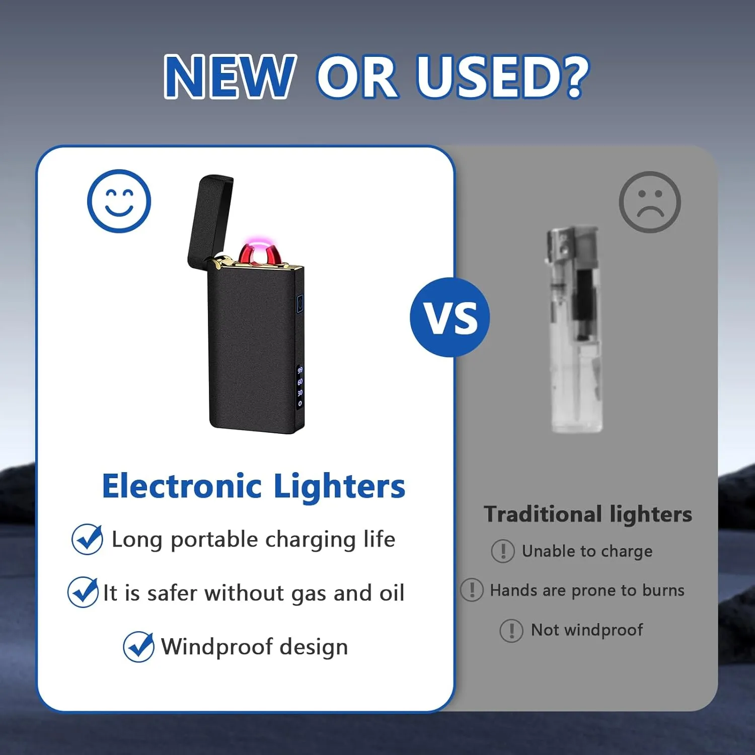 GADATOP Arc Plasma Flame Lighter - Windproof Outdoor, Electric Rechargeable USB-C Lighter with LED Battery Indicator (Matte Black)