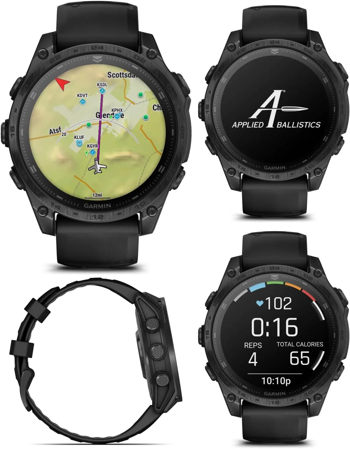 Garmin Tactix 8, 47mm AMOLED Display, Titanium Bezel, Sapphire Lens, Premium Tactical GPS Smartwatch, Includes Applied Ballistics Ultralight Solver, 40M Dive Rating, w/Wearable4U BlackEarbuds Bundle