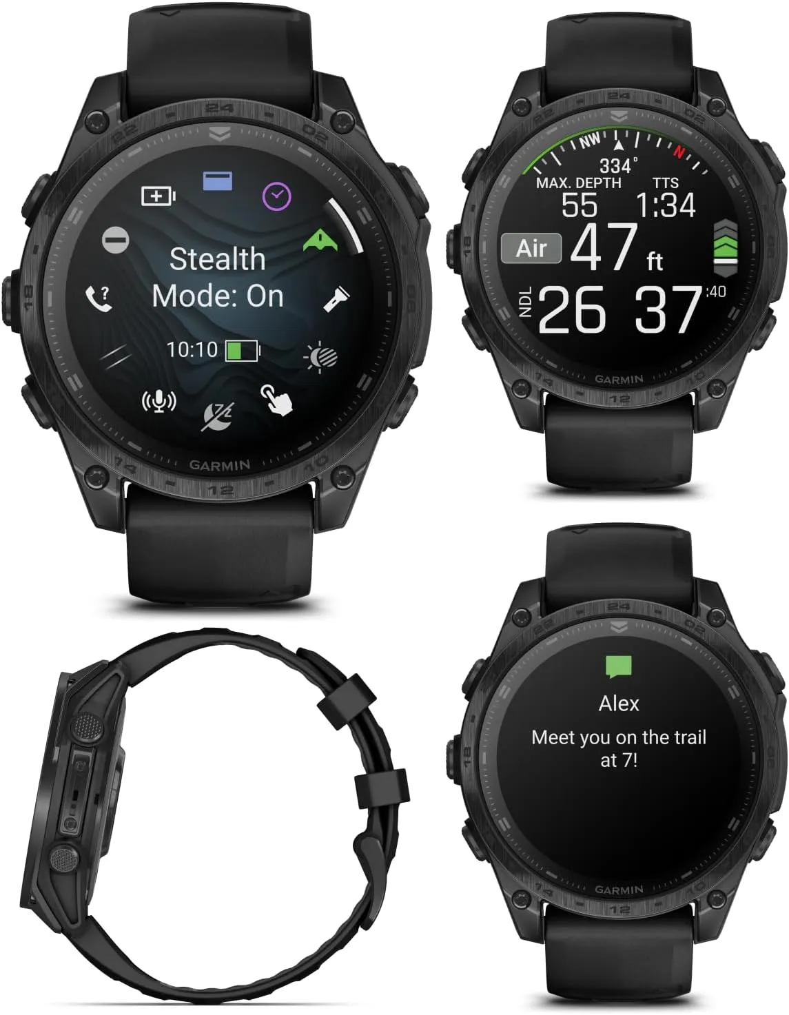 Garmin Tactix 8, 47mm AMOLED Display, Titanium Bezel, Sapphire Lens, Premium Tactical GPS Smartwatch, Includes Applied Ballistics Ultralight Solver, 40M Dive Rating, w/Wearable4U BlackEarbuds Bundle