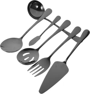 Garneck 1Set Stainless Steel Serving Cutlery Set Kit for Parties Restaurants Camping Picnics Spoons Forks Cutter with Smooth Edges for Western