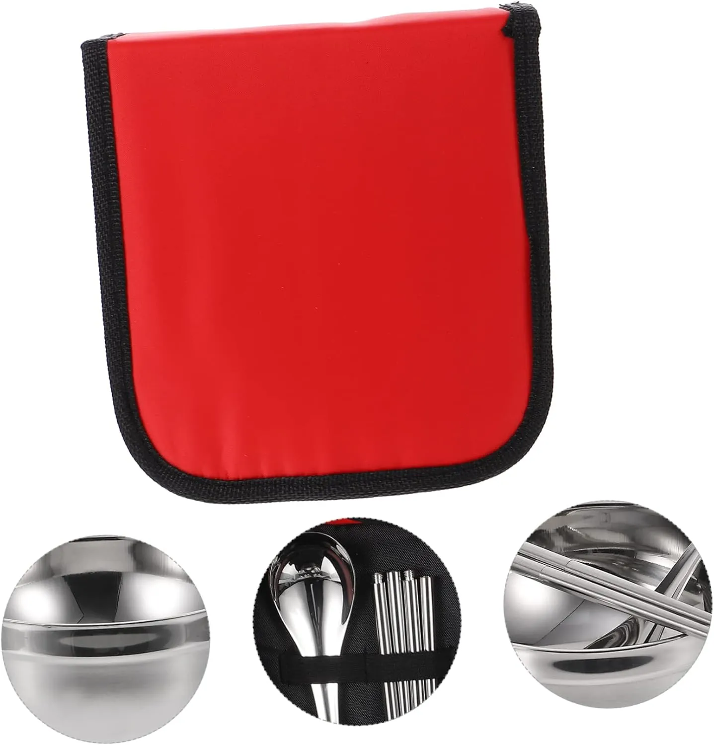 Garneck Set of 3 Stainless Steel Bowls Spoons Chopsticks Retro Style Perfect for Travel