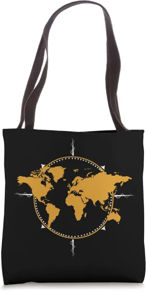 Geographic, World Map & Compass Graphic Travel Tote Bag