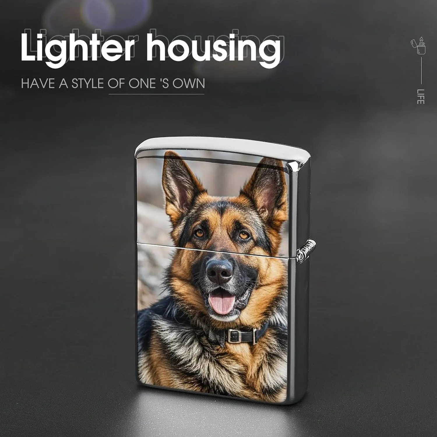 German Shepherd DogLighter Case Waterproof Lighter Sleeve Lighters Protective Cover with Graffiti Design