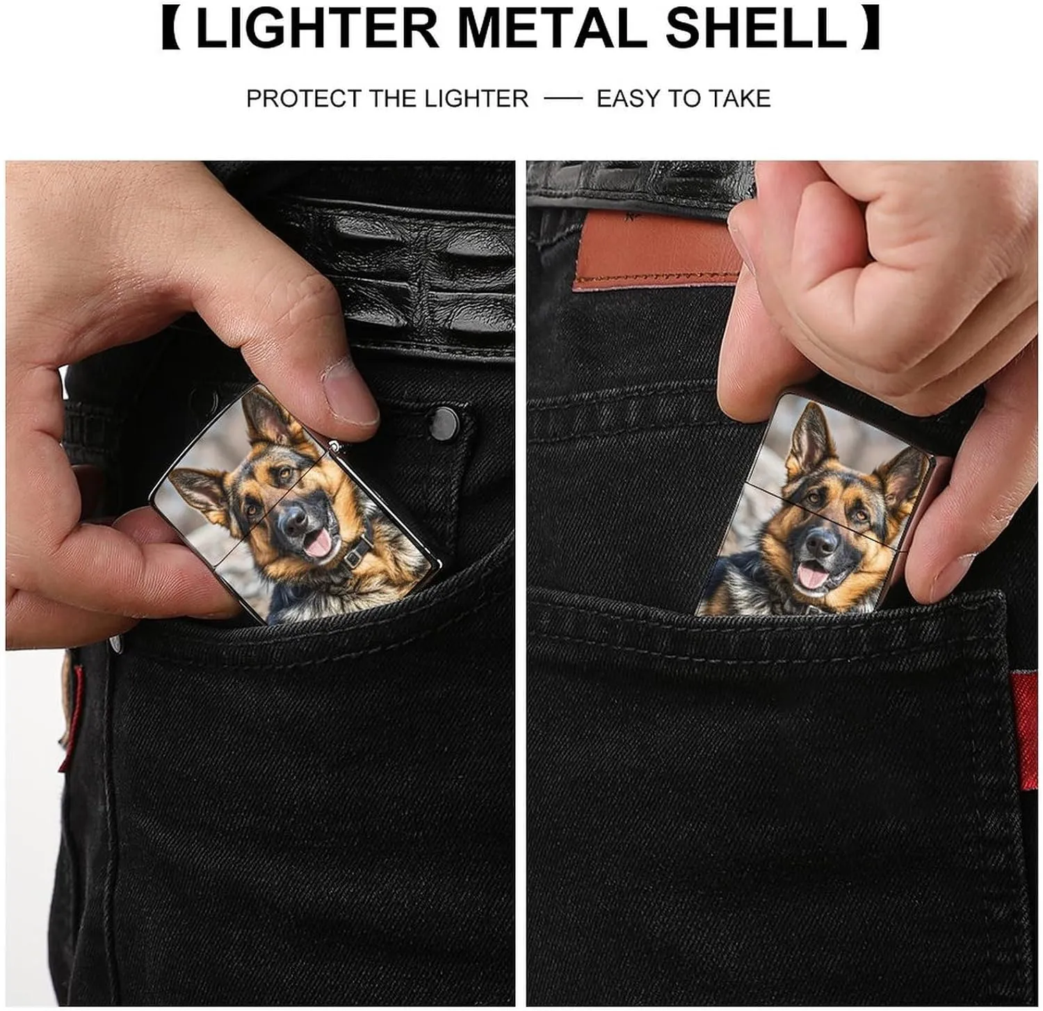 German Shepherd DogLighter Case Waterproof Lighter Sleeve Lighters Protective Cover with Graffiti Design