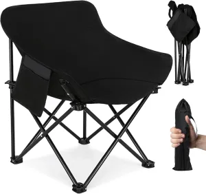 GLEAP Camping Chairs for Adult, Portable Folding Chair for Outside, Quick Set Up in Seconds Camping Chair Max 360lb Camping Chair with 2Pockets, Lightweight for Carrying