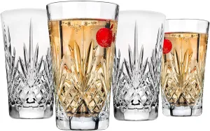 Godinger Beverage Tumbler Glasses All Purpose Highball - Dublin Collection, 12oz, SET OF 4