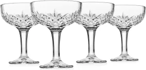Godinger Champagne Glasses, Champagne Glass Set, Coupes Barware Glasses - Set of 4, 6oz., Dublin Crystal Collection