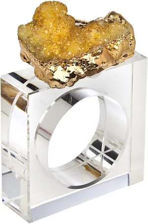 Godinger Napkin Ring Holder, Wedding Decor, Tableware Decor, Gold Geode Set of 4