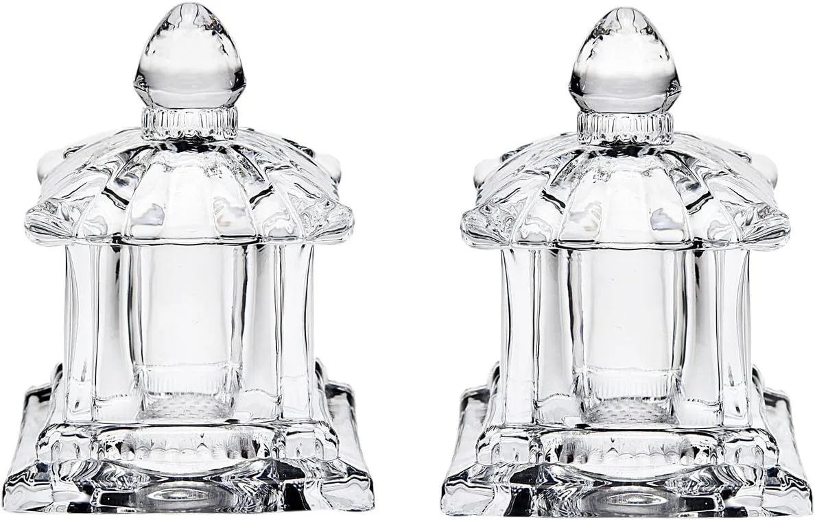 Godinger Salt and Pepper Shaker Set Tabletop Set, Pagoda Collection, Decorative Crystal Design, Pagoda Collection