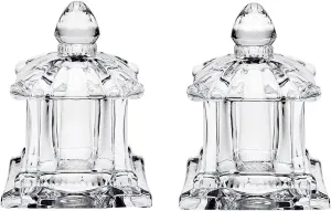 Godinger Salt and Pepper Shaker Set Tabletop Set, Pagoda Collection, Decorative Crystal Design, Pagoda Collection