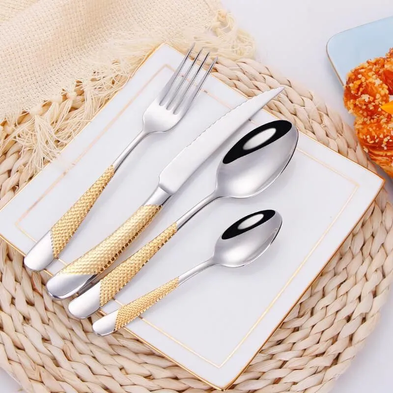 Gold Dinnerware Set - Luxury 4-Piece Tableware